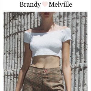 Brandy Melville Smocked Off-shoulder Top
